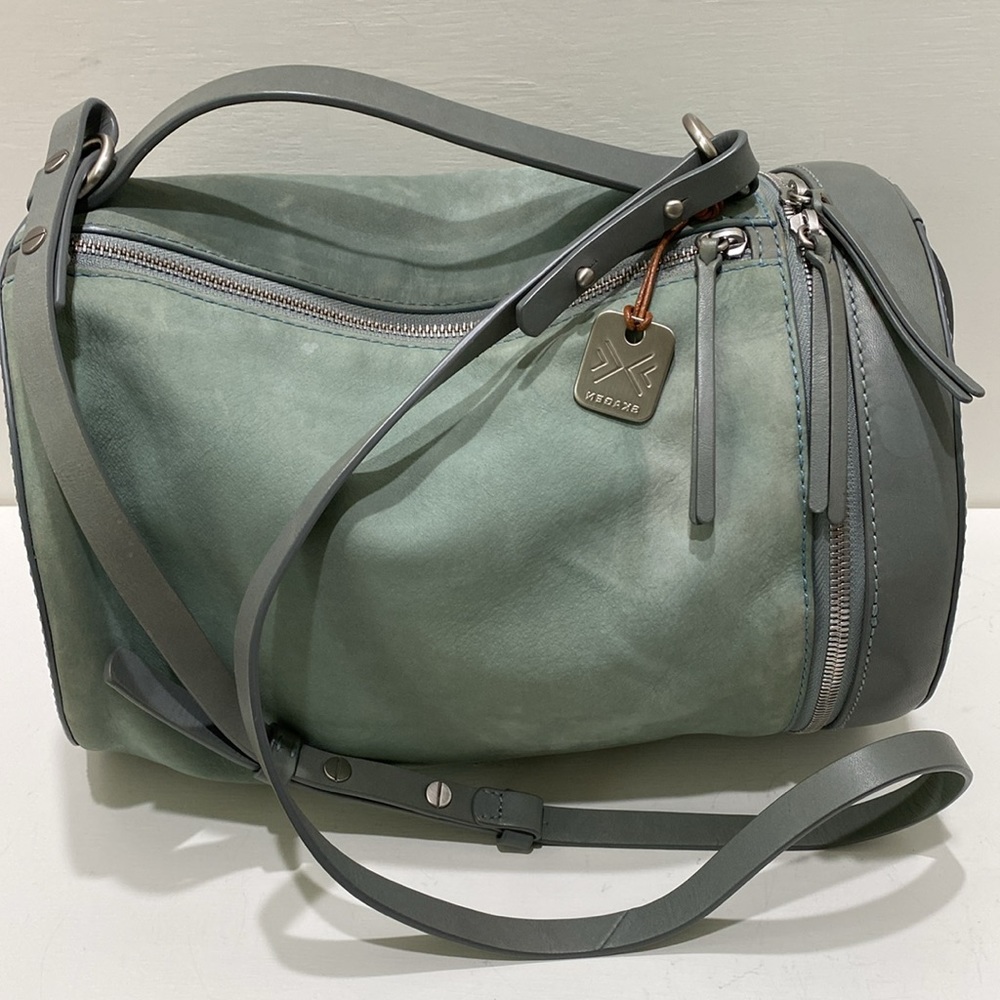 SKAGEN (Denmark) Teal Green Suede-like Cowhide Leather Small Duffle Bag